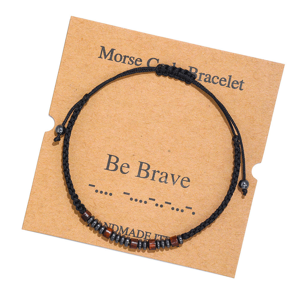 Morse Code Alphanumeric Couple Braided Bracelet