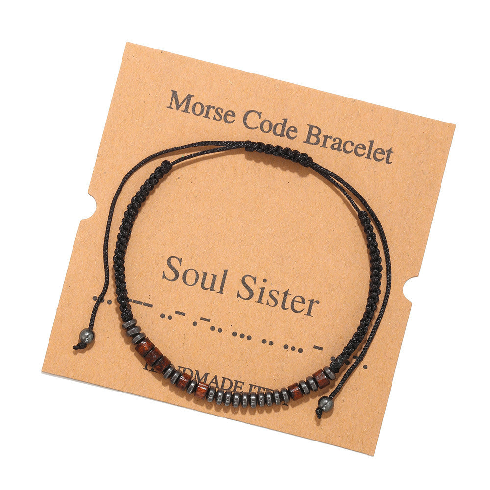 Morse Code Alphanumeric Couple Braided Bracelet