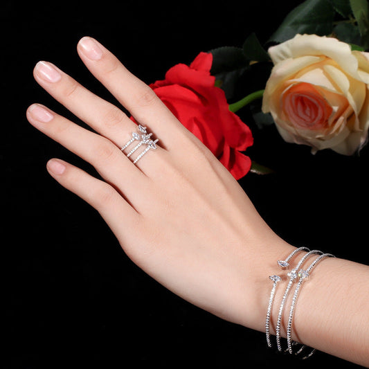 Triple-Row Zircon Studded Bracelet