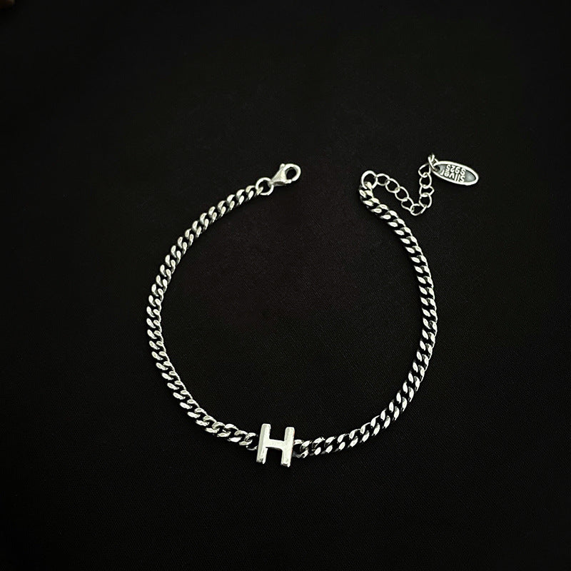 Sterling Silver Initial Letter Bracelet