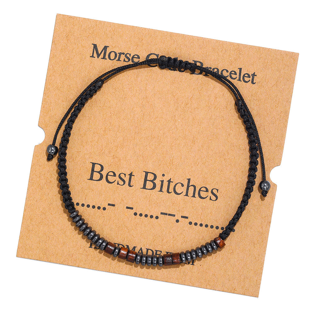 Morse Code Alphanumeric Couple Braided Bracelet