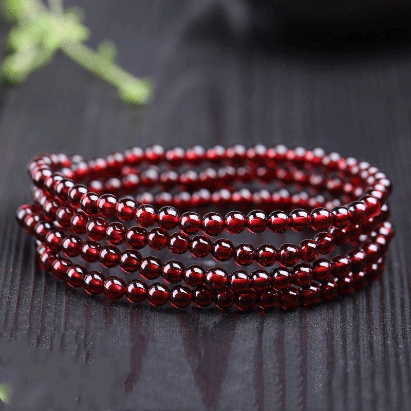 Natural Wine Red Garnet Stone Crystal Bracelet