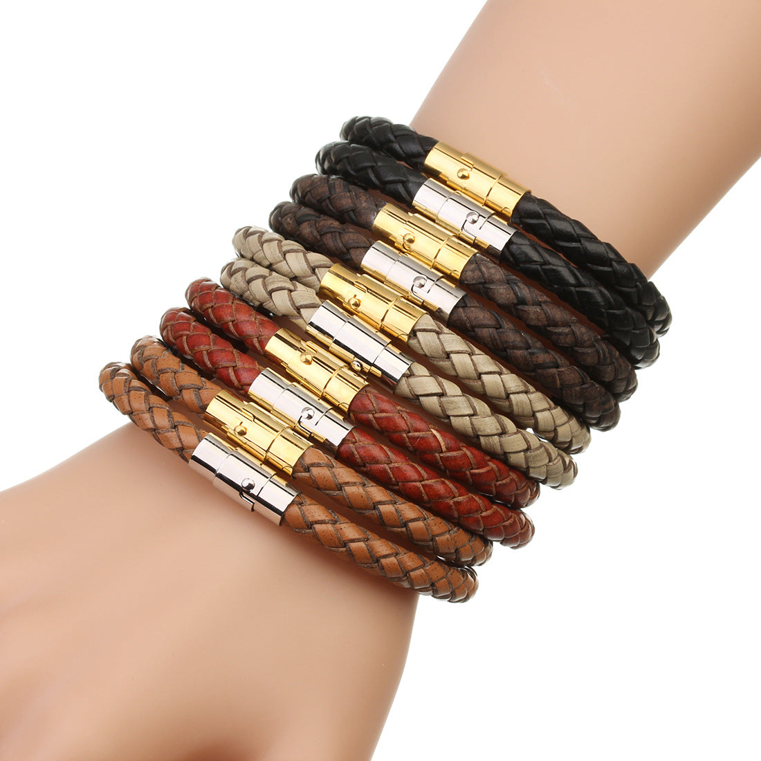 Leather Rope Woven Magnetic Bracelet