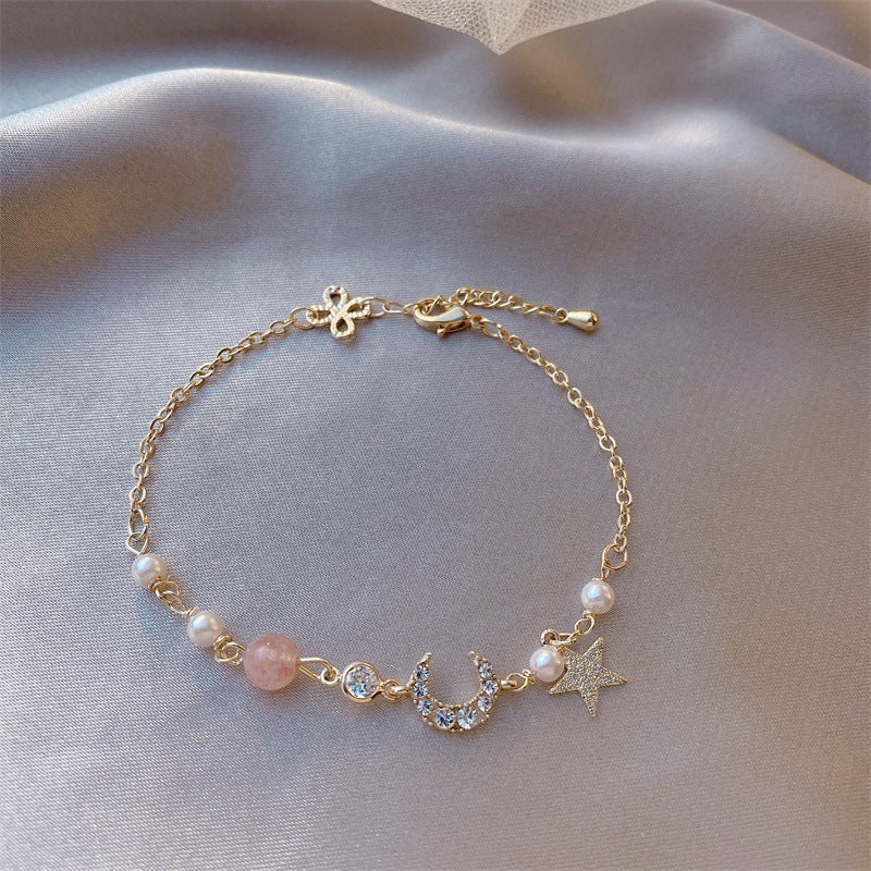 Diamond-inlaid Star and Moon Bracelet for Women Charms Gifts for Mom