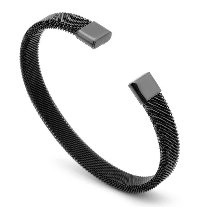 Men's C-shaped Mesh Elastic Stainless Steel Bracelet