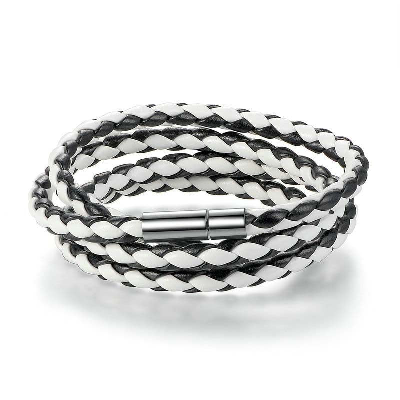 Simple Style Buckle Woven PU Leather Bracelet