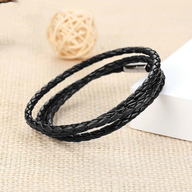 Simple Style Buckle Woven PU Leather Bracelet