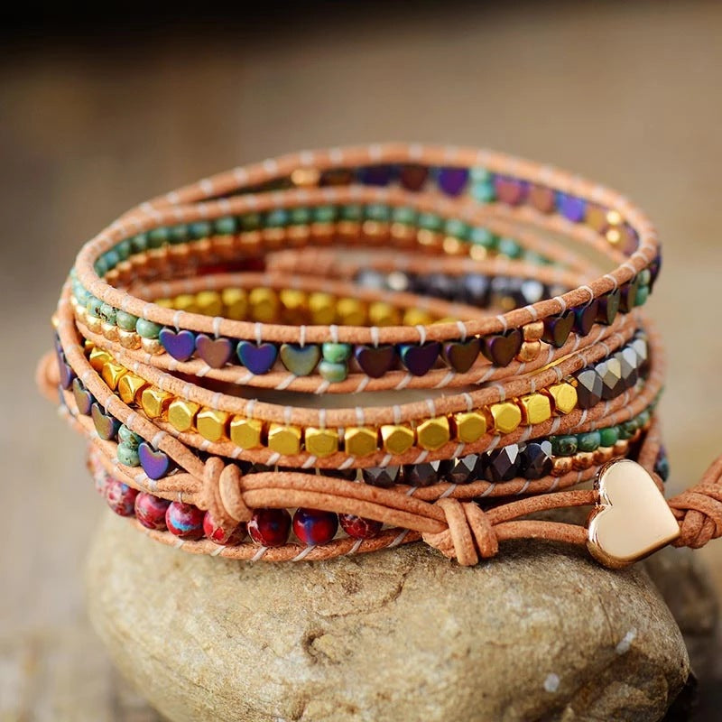 Mixed Stone Ethnic Love Bracelet