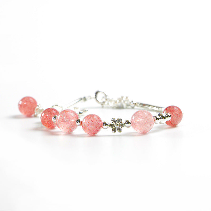 Strawberry Crystal & Sterling Silver Grey Moonlight Bracelet