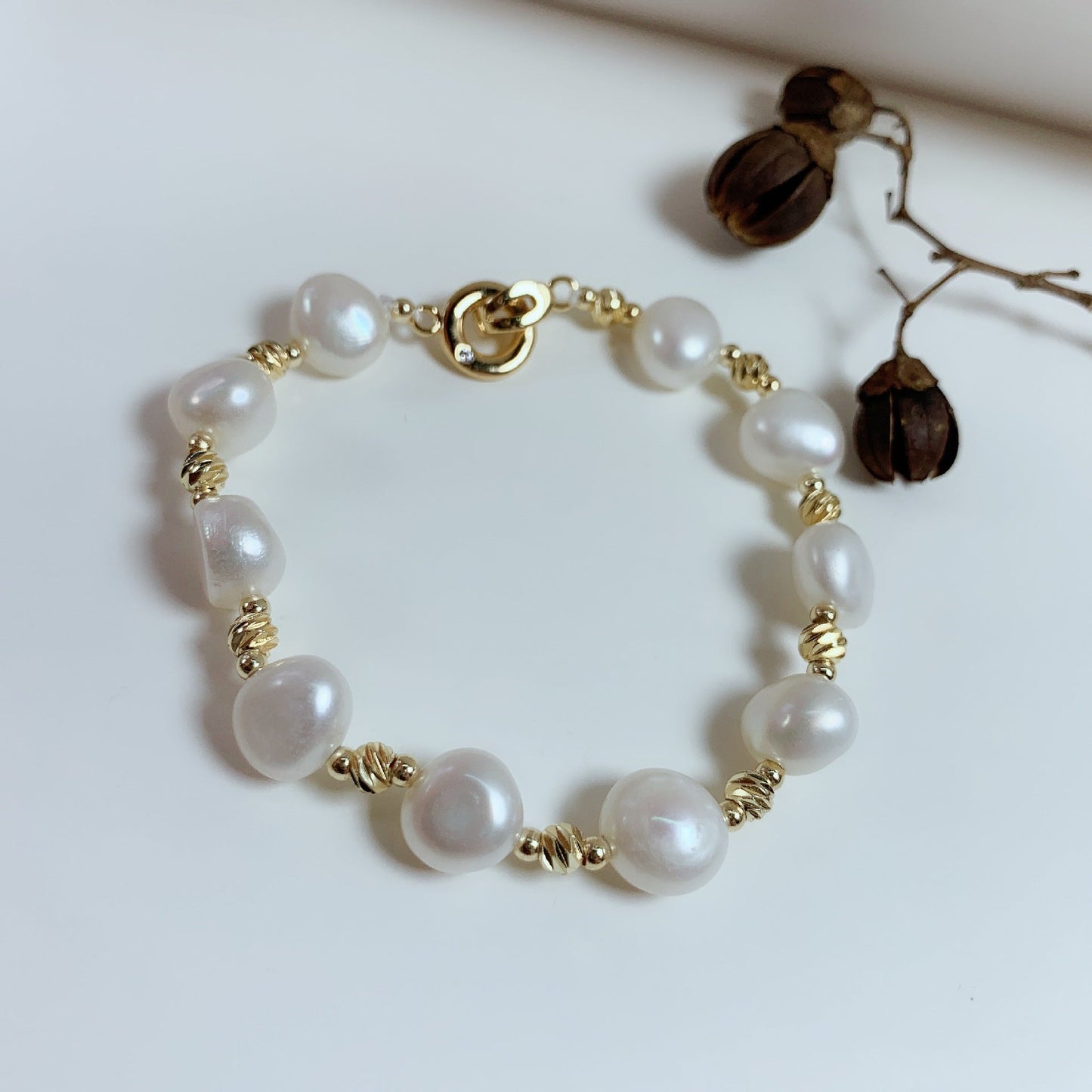 Natural Freshwater Baroque Pearl Bracelet for Women Charms Gifts for Mom