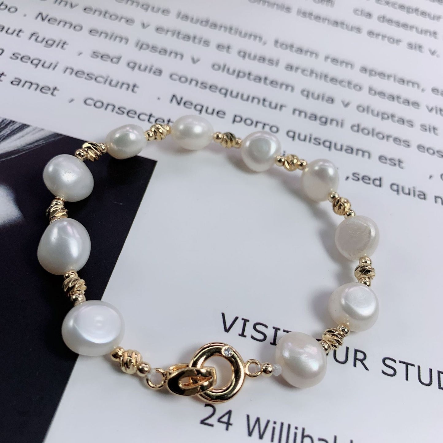 Natural Freshwater Baroque Pearl Bracelet for Women Charms Gifts for Mom