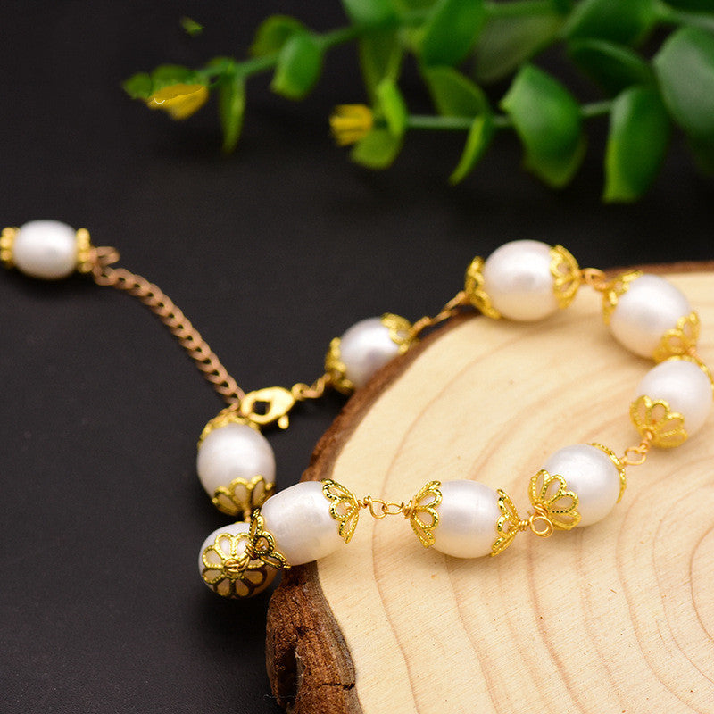 Natural Freshwater Baroque Pearl Bracelet for Women Charms Gifts for Mom