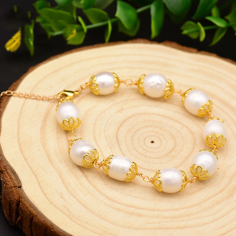 Natural Freshwater Baroque Pearl Bracelet for Women Charms Gifts for Mom