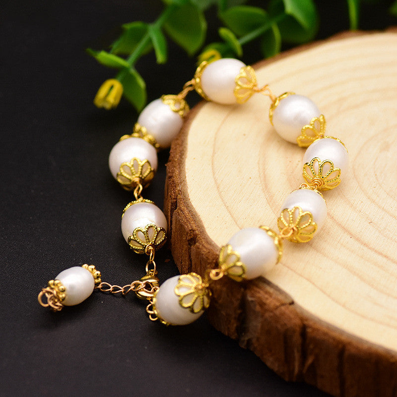 Natural Freshwater Baroque Pearl Bracelet for Women Charms Gifts for Mom