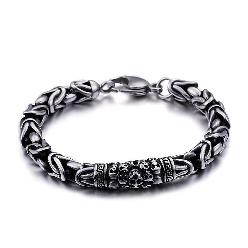 Men's Gothic Skeleton Punk Metal Braided Chain Bracelet