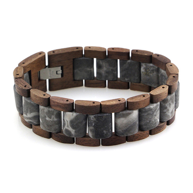 Vintage Wood and Stone Crystal Bracelet