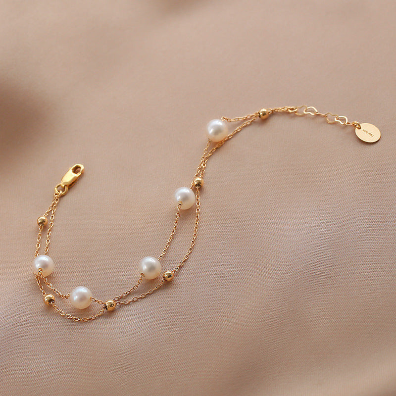 Double-layer Pearl Bracelet for Women Charms Gifts for Mom