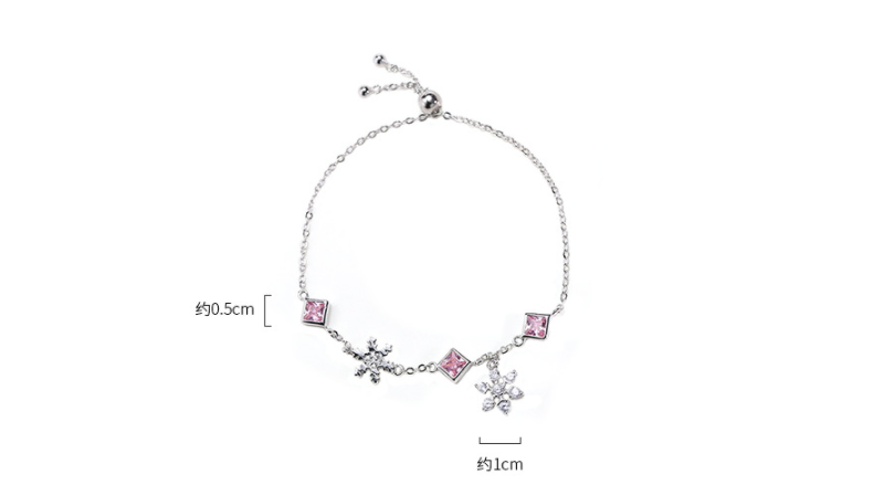 Blue Zircon Pave Snowflake Bracelet for Women Charms Gifts for Mom