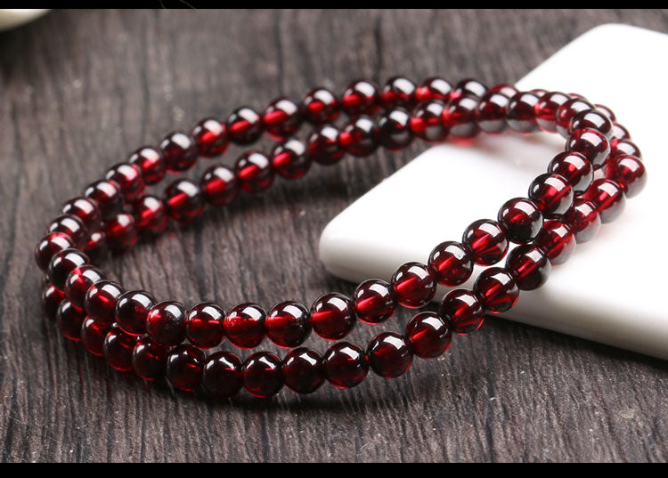 Natural Wine Red Garnet Stone Crystal Bracelet