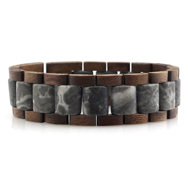 Vintage Wood and Stone Crystal Bracelet