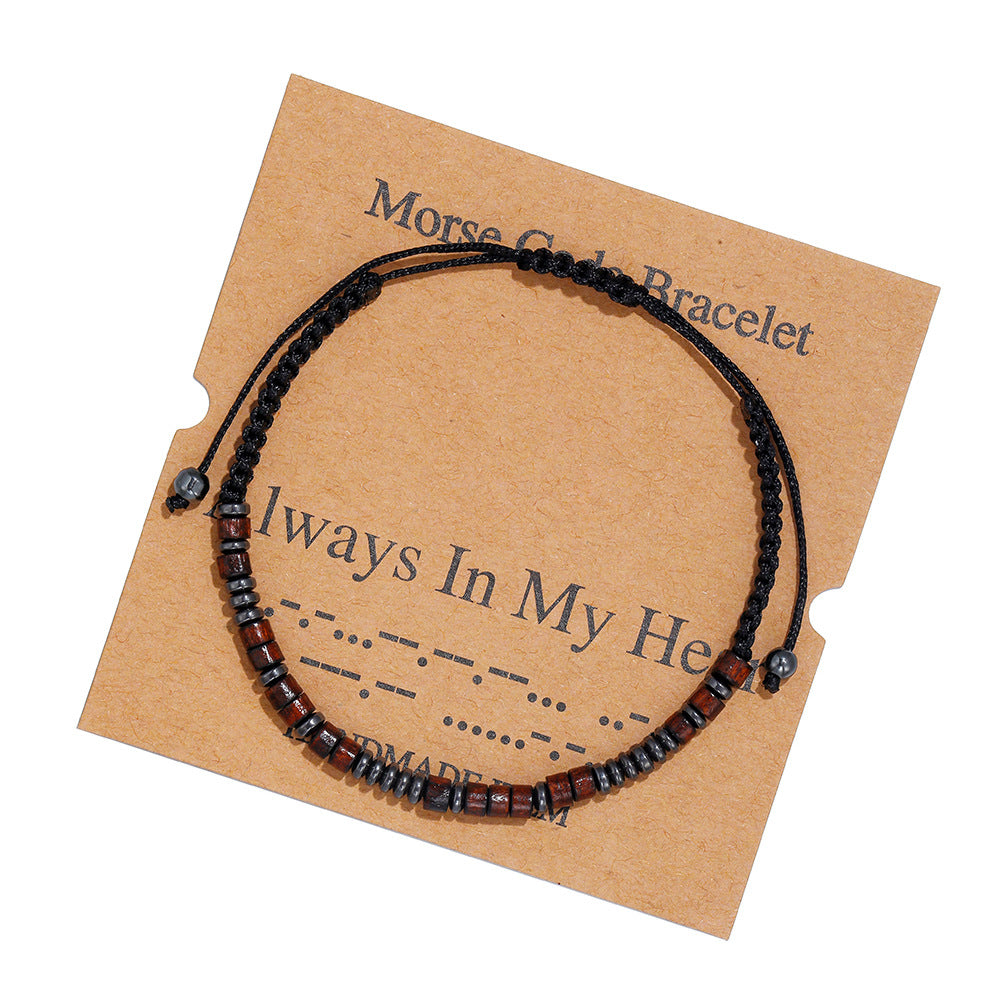 Morse Code Alphanumeric Couple Braided Bracelet