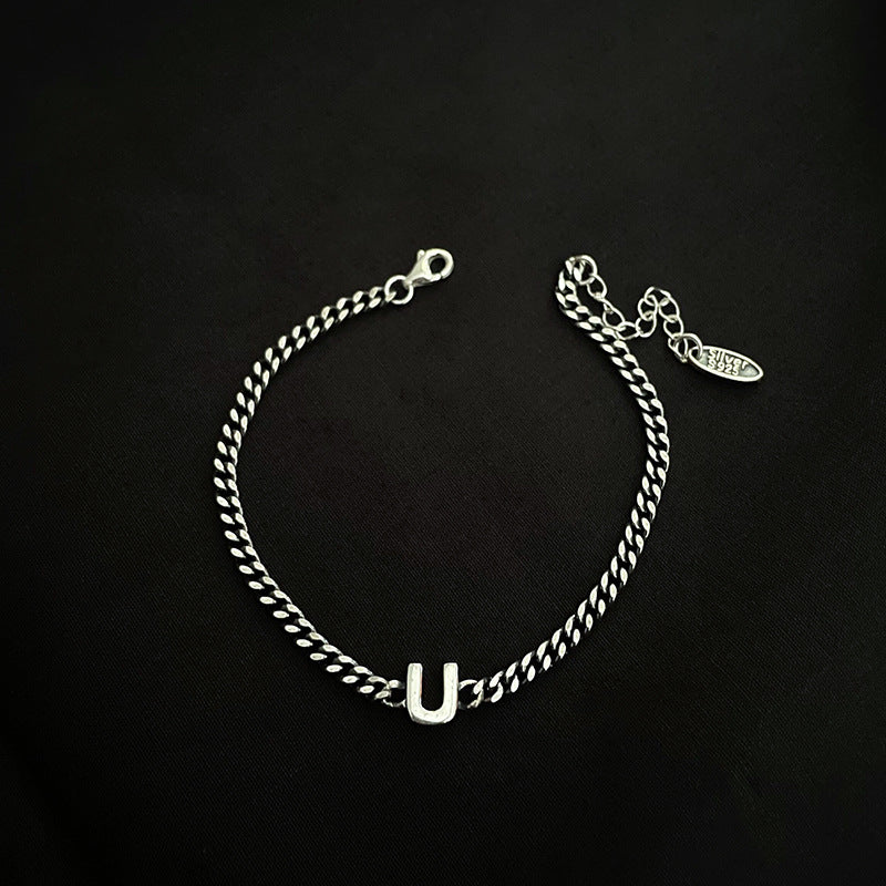 Sterling Silver Initial Letter Bracelet