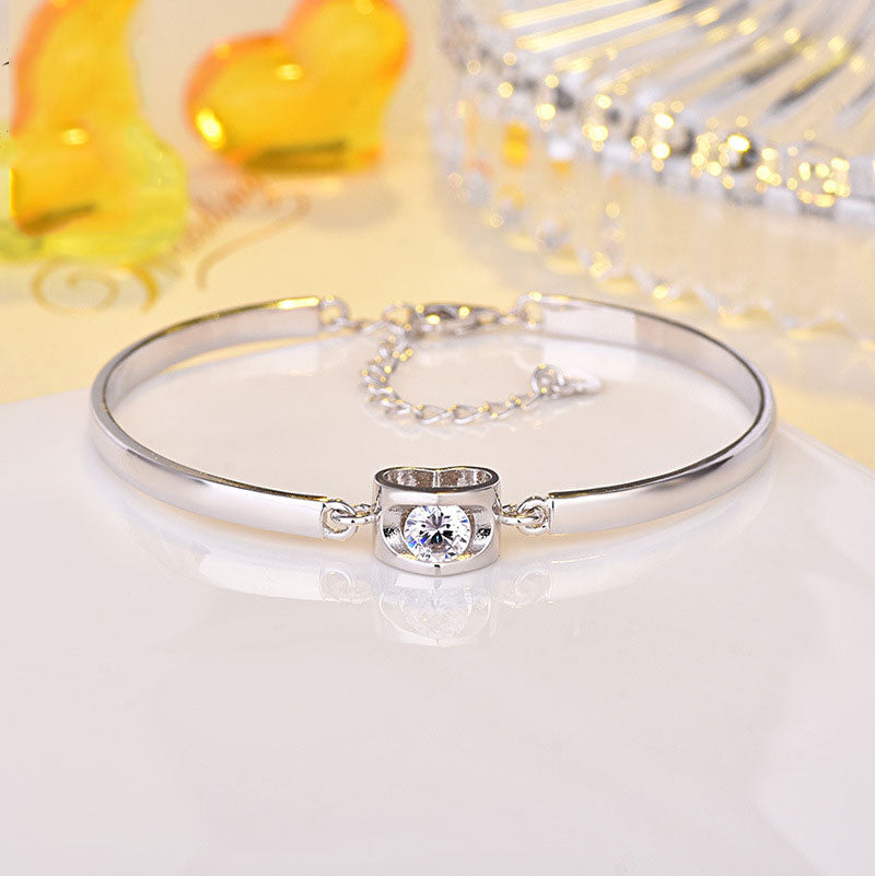 S925 Sterling Silver Heart-Shaped Bracelet