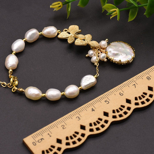 Freshwater Baroque Pearl Charm Bracelet