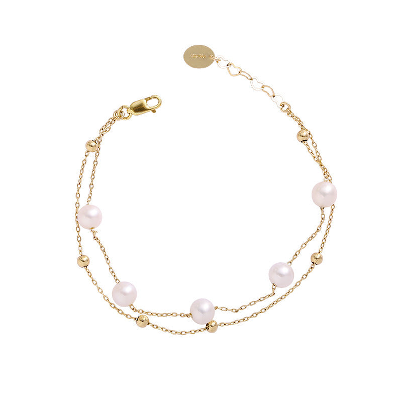 Double-layer Pearl Bracelet for Women Charms Gifts for Mom