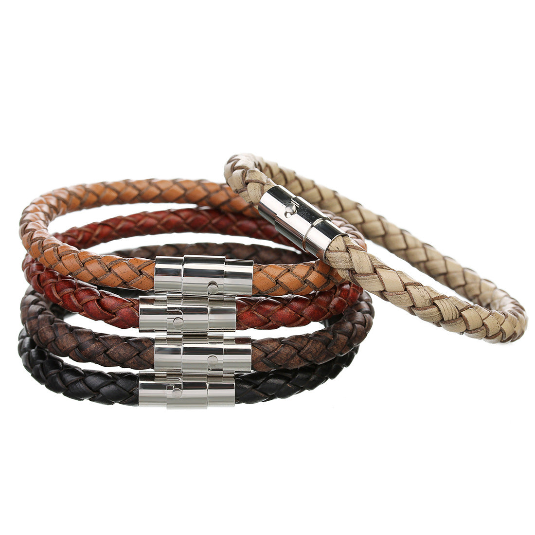 Leather Rope Woven Magnetic Bracelet