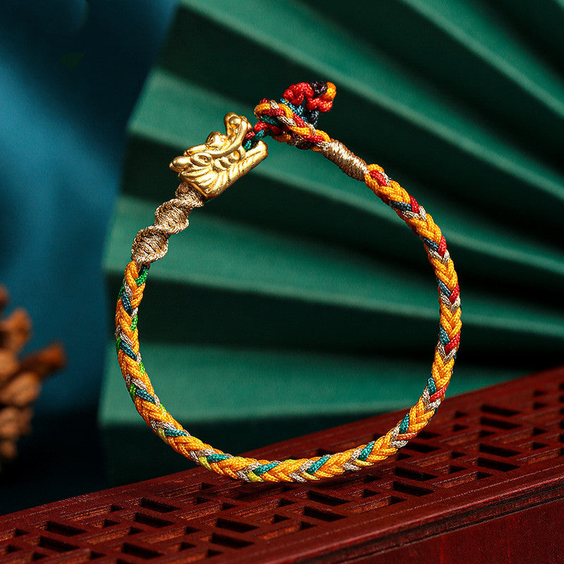 Auspicious Dragon Multicolored Rope Bracelet