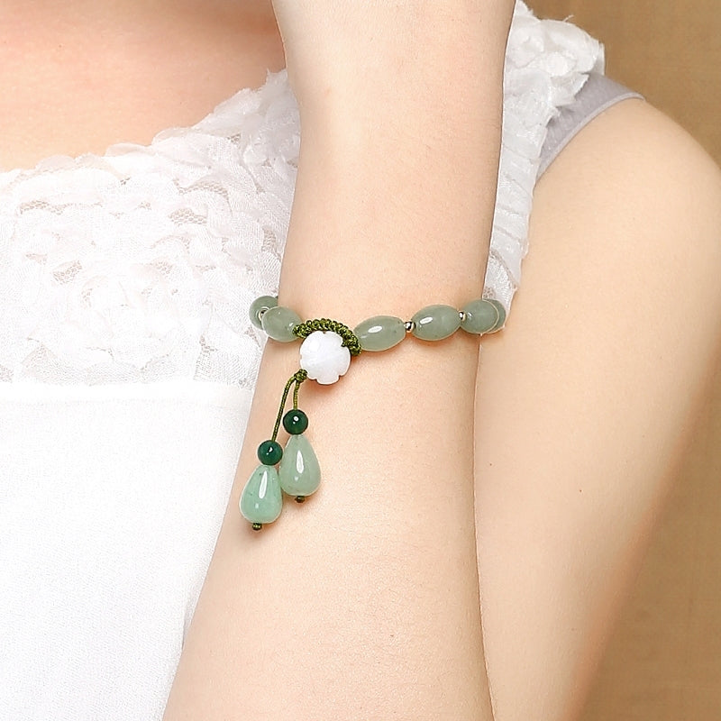 Natural Jade Stone Crystal Wrist Charm Bracelet