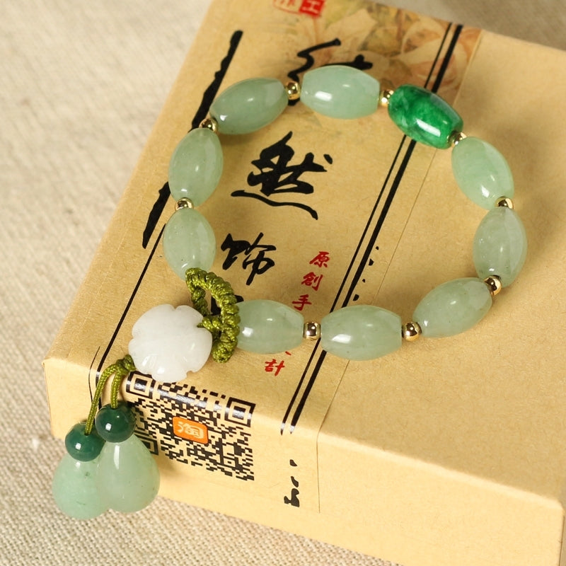 Natural Jade Stone Crystal Wrist Charm Bracelet