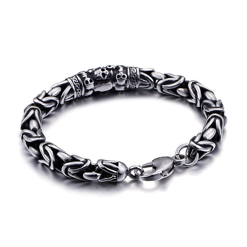 Men's Gothic Skeleton Punk Metal Braided Chain Bracelet