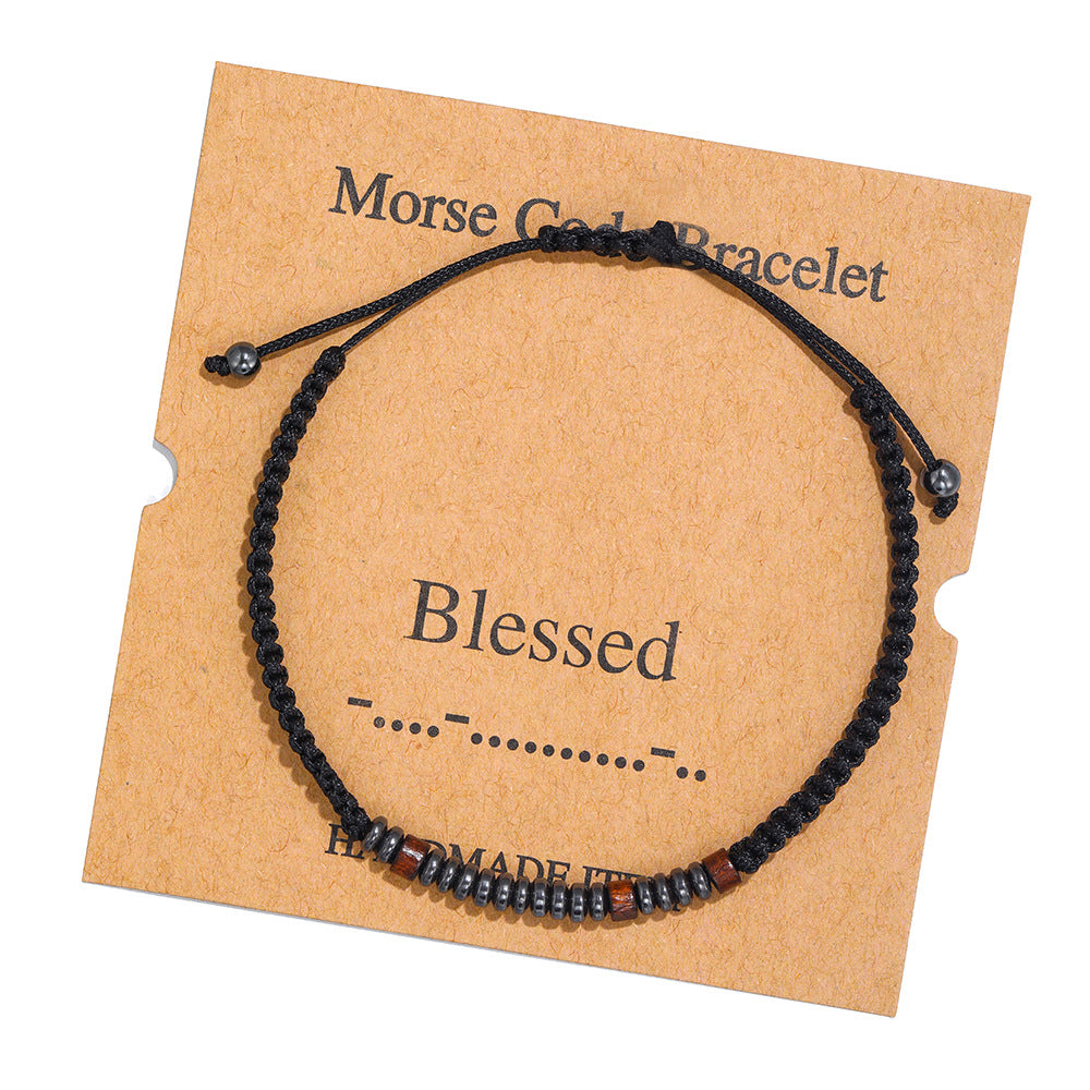 Morse Code Alphanumeric Couple Braided Bracelet