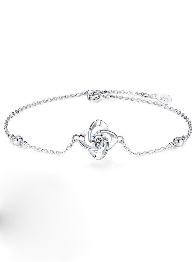 Sterling Silver Four-Leaf Clover Bracelet