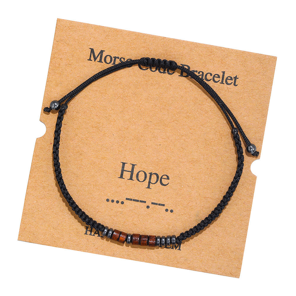 Morse Code Alphanumeric Couple Braided Bracelet