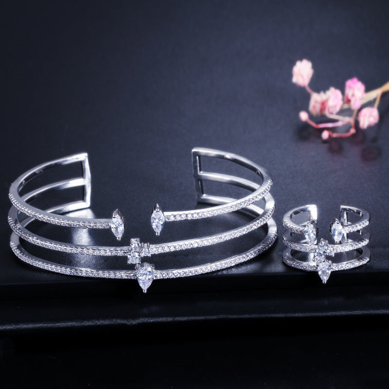 Triple-Row Zircon Studded Bracelet