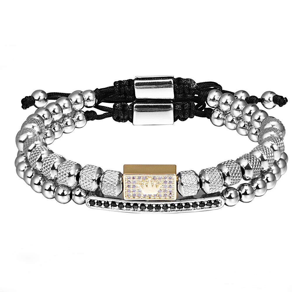 Handcrafted Square Men's Charm Zircon Bracelet