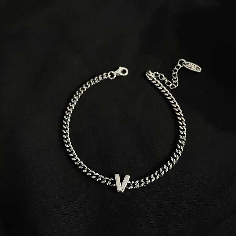 Sterling Silver Initial Letter Bracelet