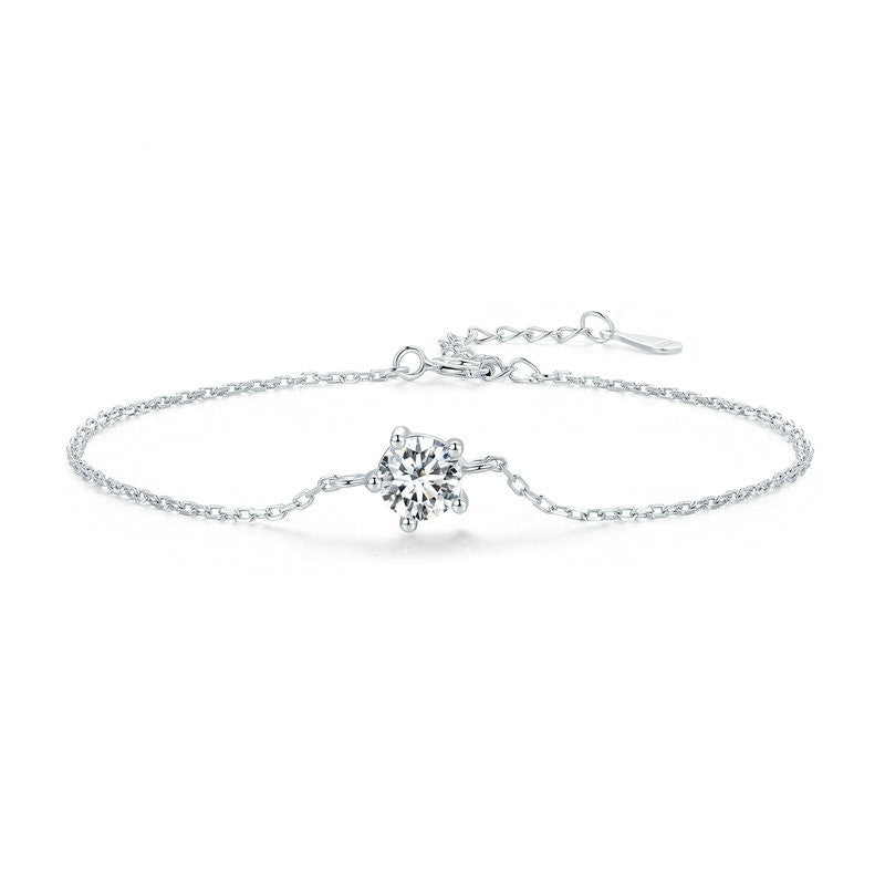 Sparkling Silver Moissanite Stone Crystal Bracelet