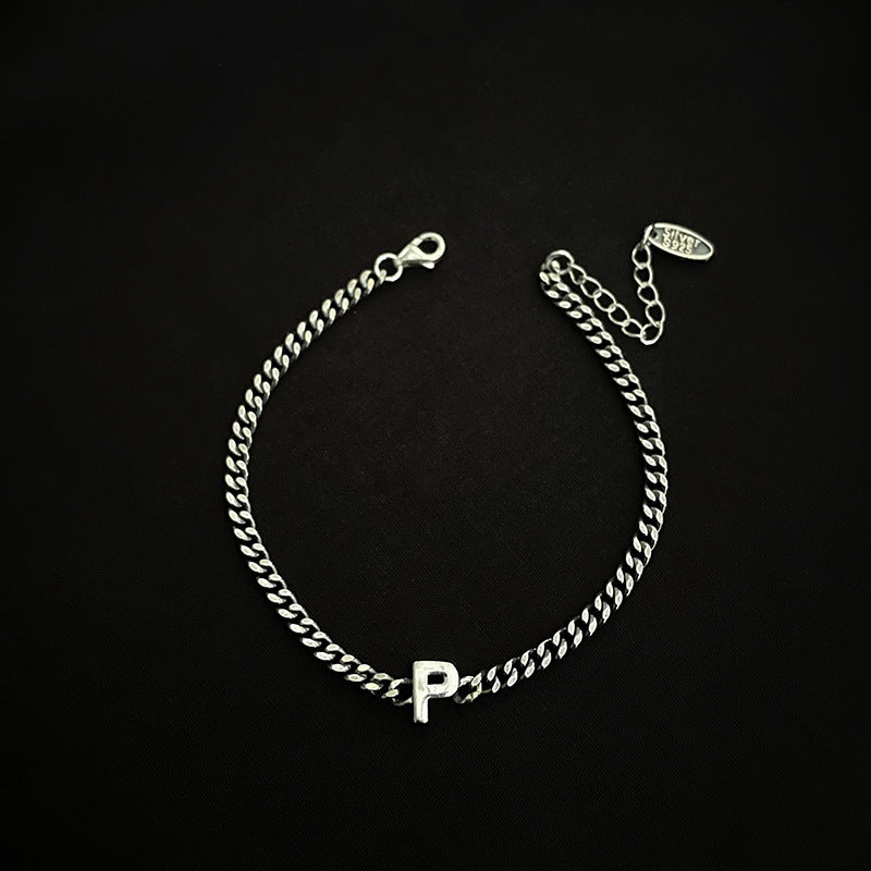 Sterling Silver Initial Letter Bracelet