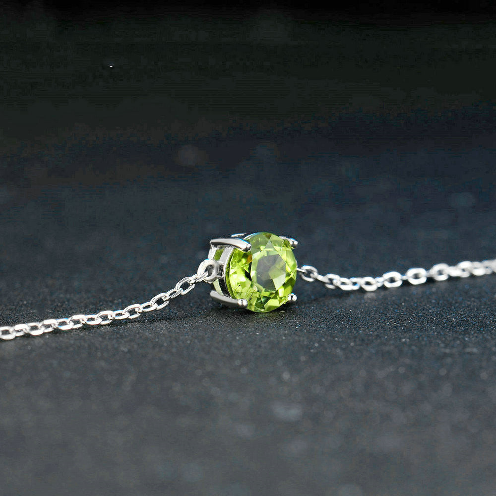 Sterling Silver Round Cut Peridot Bracelet for Women Charms Gifts for Mom